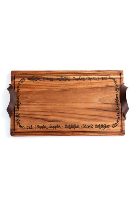 Rustic Handcrafted Serving Charcuterie Plank with Leather Handles