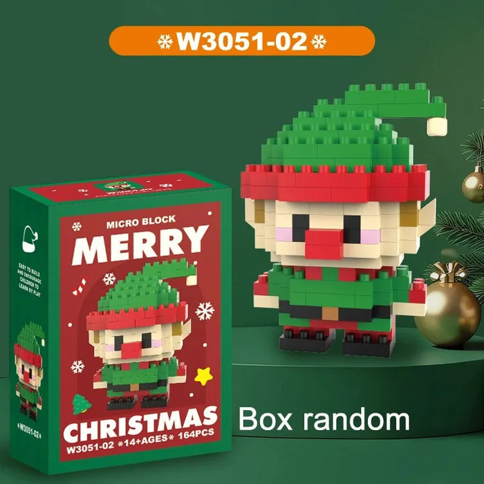 Christmas Micro Building Block Set | Santa and Reindeer Puzzle Toy