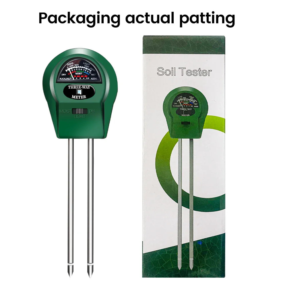 3-in-1 Soil Tester Meter - Moisture pH Light Sensor for Plants, Garden, Balcony & Greenhouse
