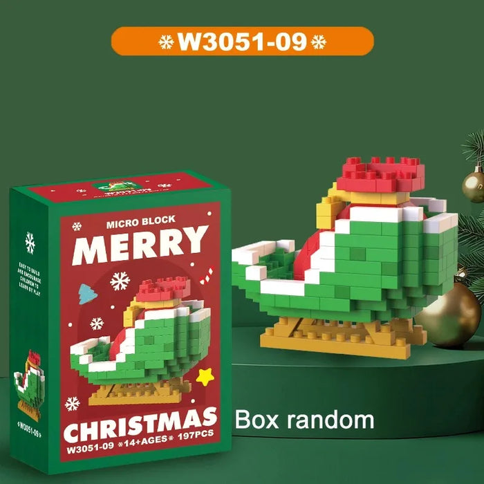 Christmas Micro Building Block Set | Santa and Reindeer Puzzle Toy