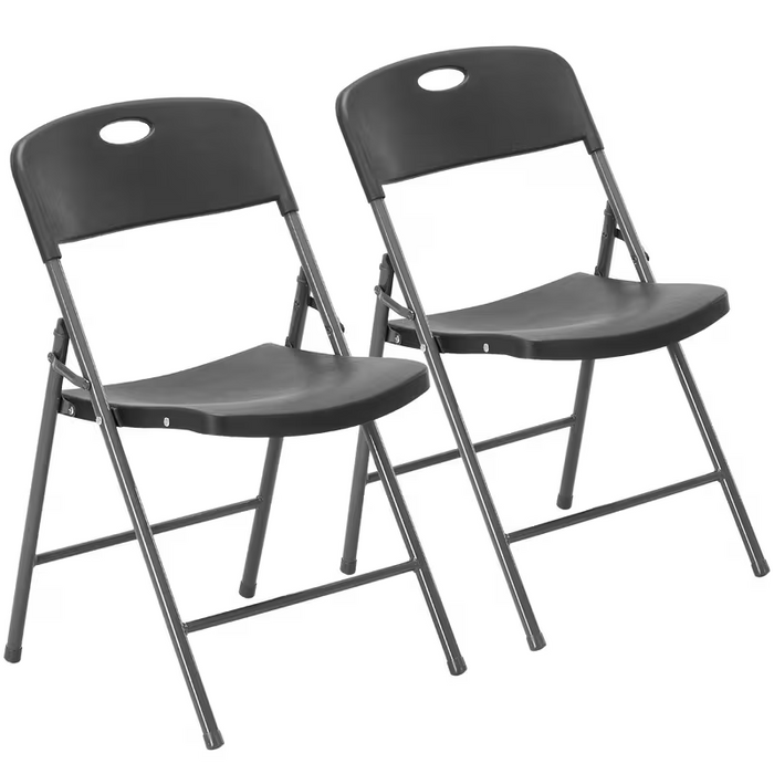 2/4/6 Pack White Plastic Folding Chairs Heavy Duty Metal Frame