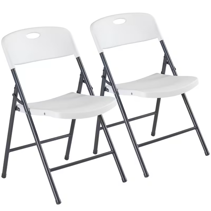 2/4/6 Pack White Plastic Folding Chairs Heavy Duty Metal Frame