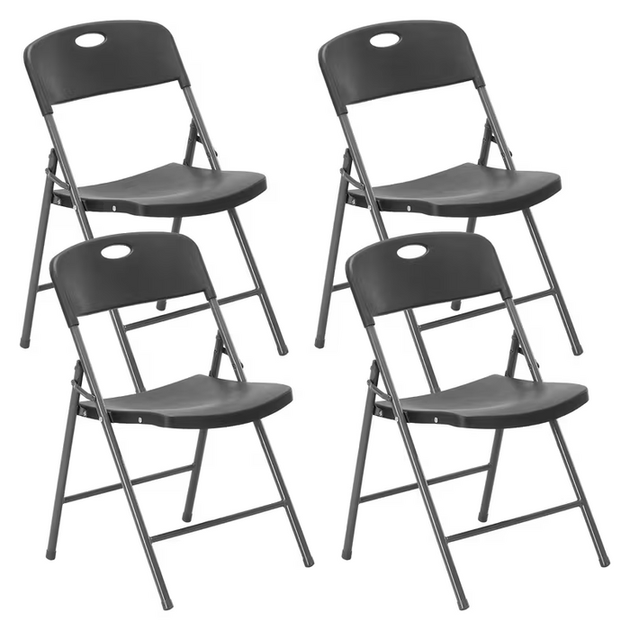 2/4/6 Pack White Plastic Folding Chairs Heavy Duty Metal Frame