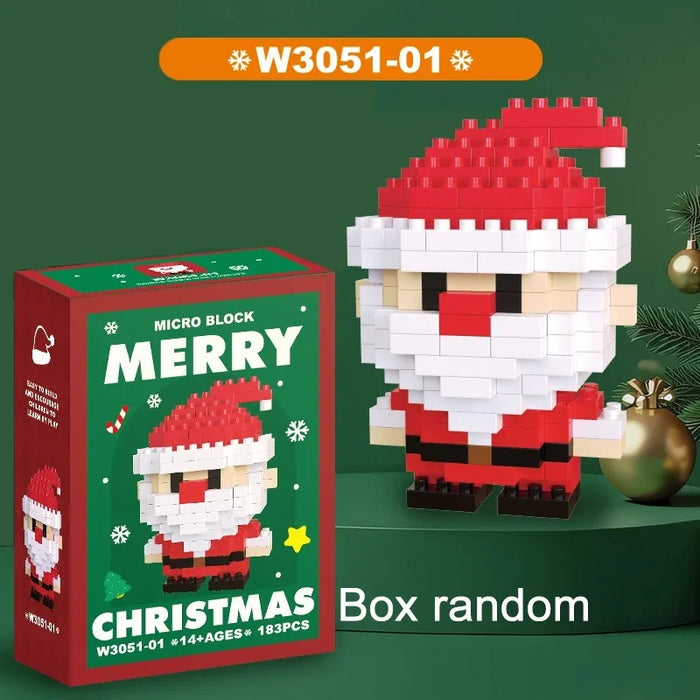 Christmas Micro Building Block Set | Santa and Reindeer Puzzle Toy