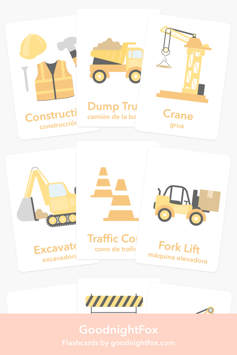 Construction Equipment Flashcards For Kids