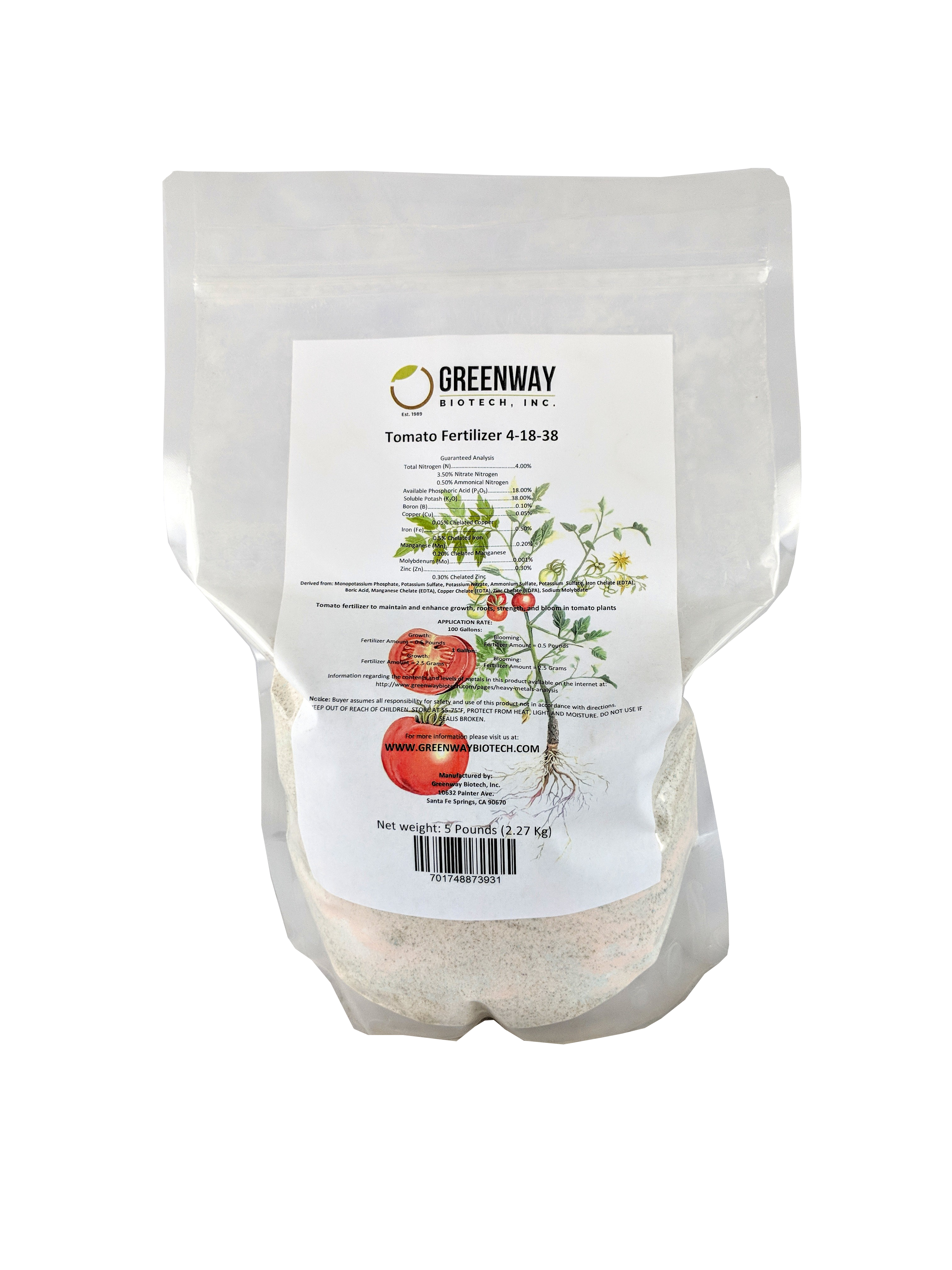 Tomato Fertilizer 4-18-38 | Chelated Micronutrients | Hydroponics, Soil & Foliar Application