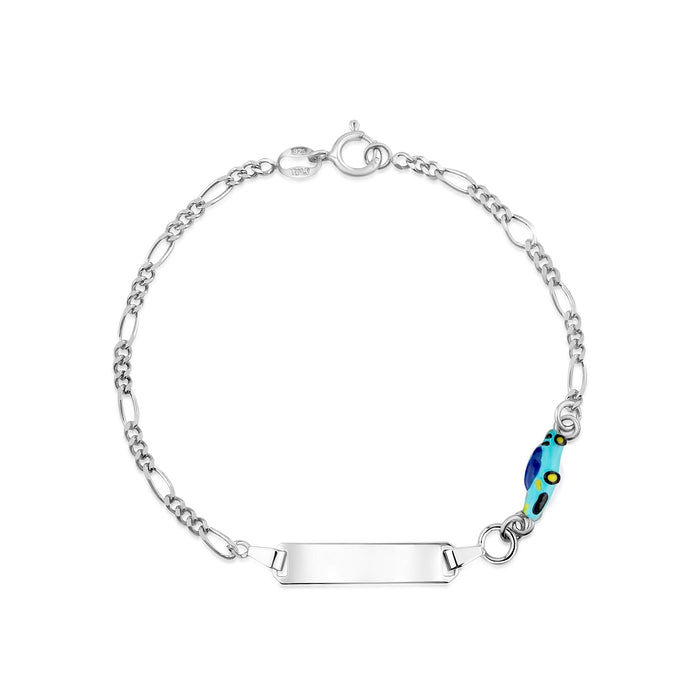 UNICORNJ Sterling Silver 925 Engravable ID Bracelet Figaro Chain for Kids