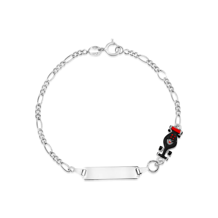 UNICORNJ Sterling Silver 925 Engravable ID Bracelet Figaro Chain for Kids