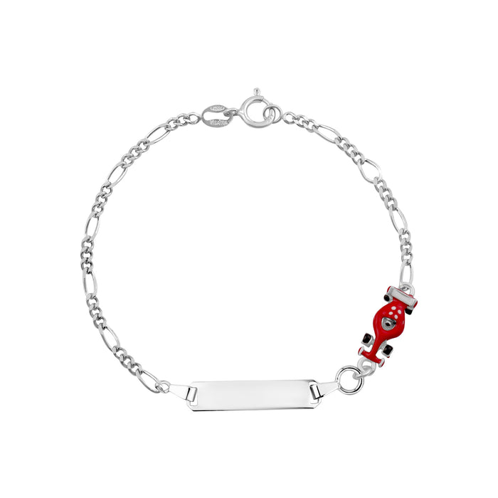 UNICORNJ Sterling Silver 925 Engravable ID Bracelet Figaro Chain for Kids