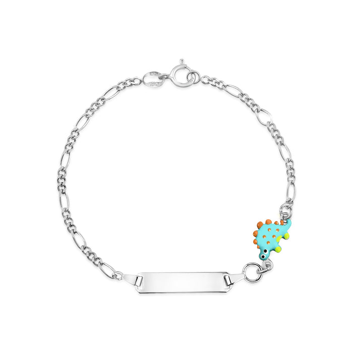 UNICORNJ Sterling Silver 925 Engravable ID Bracelet Figaro Chain for Kids