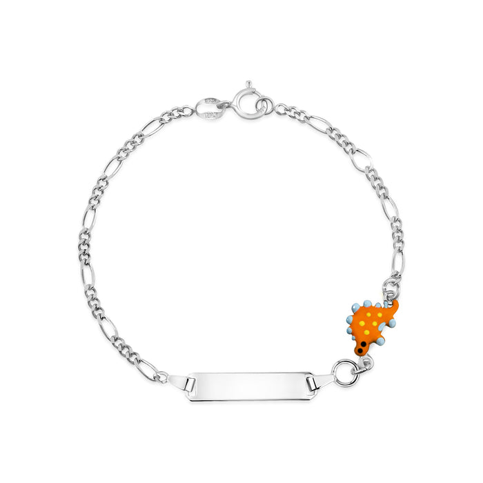 UNICORNJ Sterling Silver 925 Engravable ID Bracelet Figaro Chain for Kids