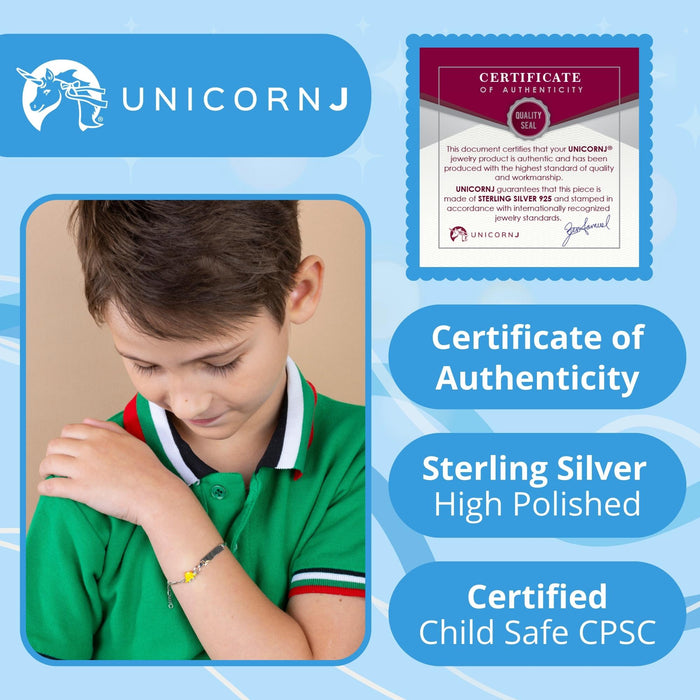 UNICORNJ Sterling Silver 925 Engravable ID Bracelet Figaro Chain for Kids