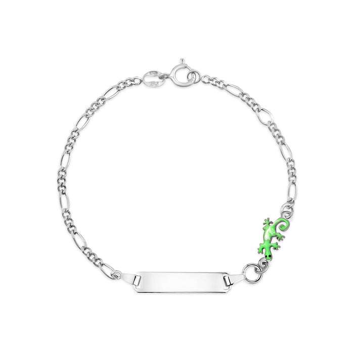 UNICORNJ Sterling Silver 925 Engravable ID Bracelet Figaro Chain for Kids