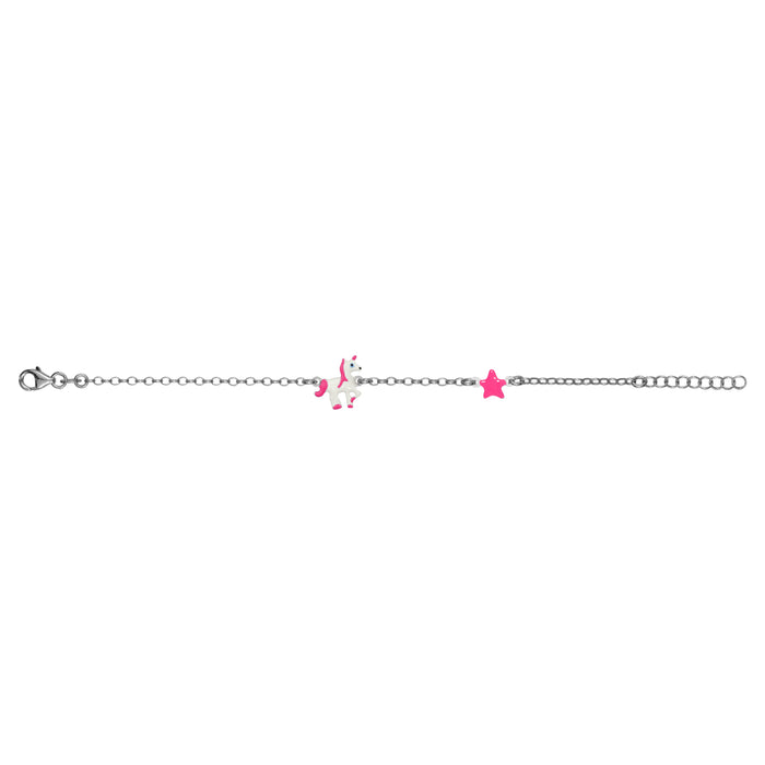 Magical Sterling Silver Unicorn & Star Enamel Bracelet for Kids