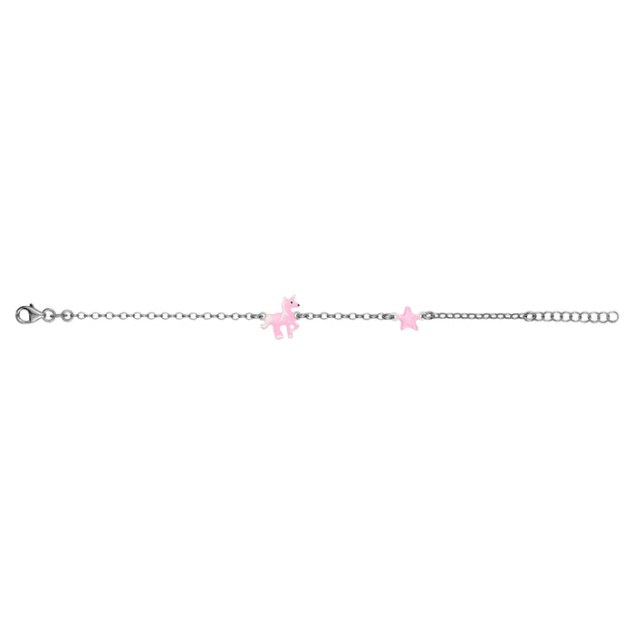Magical Sterling Silver Unicorn & Star Enamel Bracelet for Kids