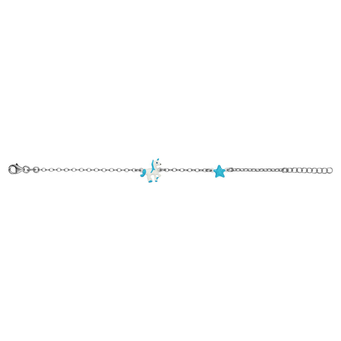 Magical Sterling Silver Unicorn & Star Enamel Bracelet for Kids