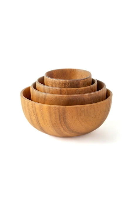 Handcrafted Rustic Acacia Wood Bowl Set