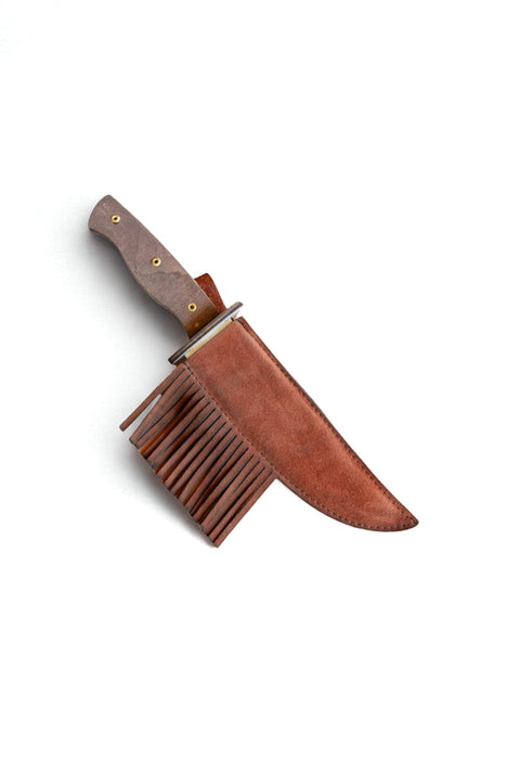 Play Wooden Bowie Knife with Real Leather Sheath