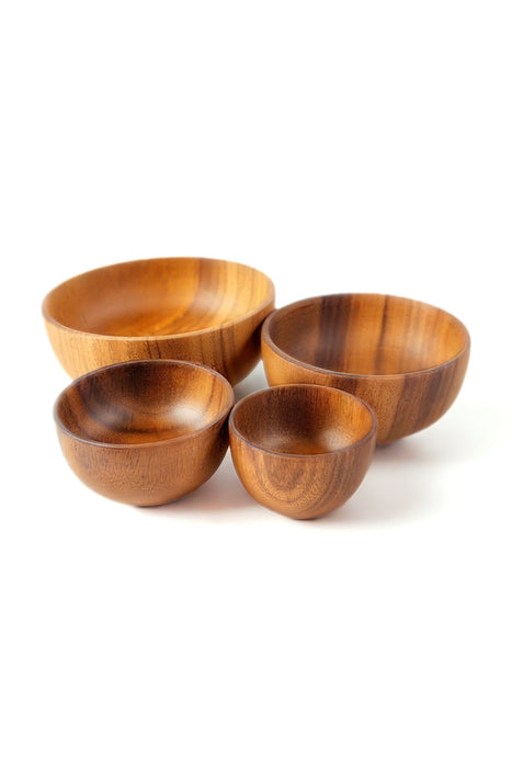 Handcrafted Rustic Acacia Wood Bowl Set