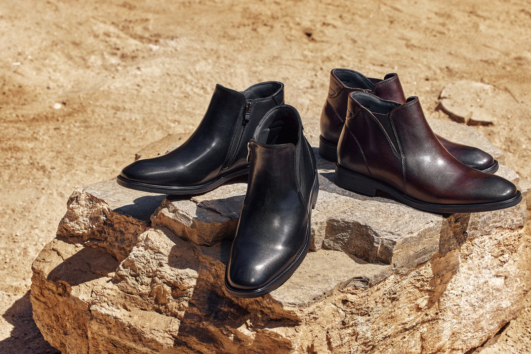 Rich Espresso Brown Genuine Leather Height-Boosting Dress Ankle Boot