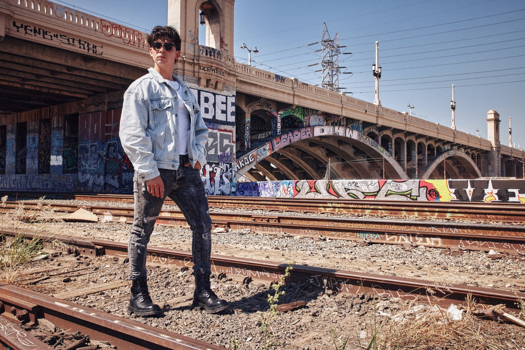 Urban Rider: Black Genuine Leather Height-Boosting Zipper Biker Boots