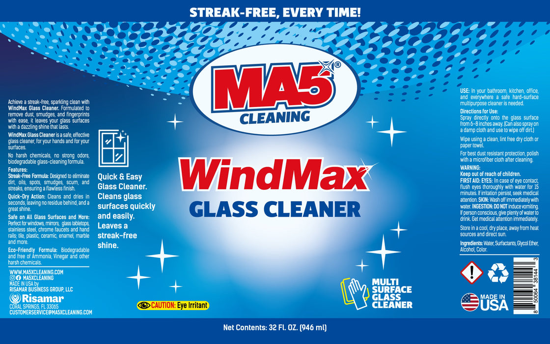 MA5X WindMax Pro Glass Cleaner | Streak-Free, Ammonia-Free Formula