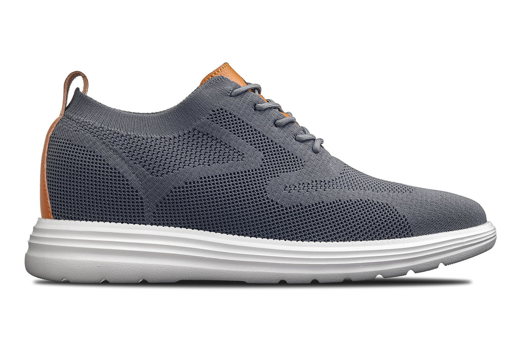 CALTO X2636 Lightweight Lace Up Casual Walker 2.8 Inches Taller (Iron Grey/Brown)