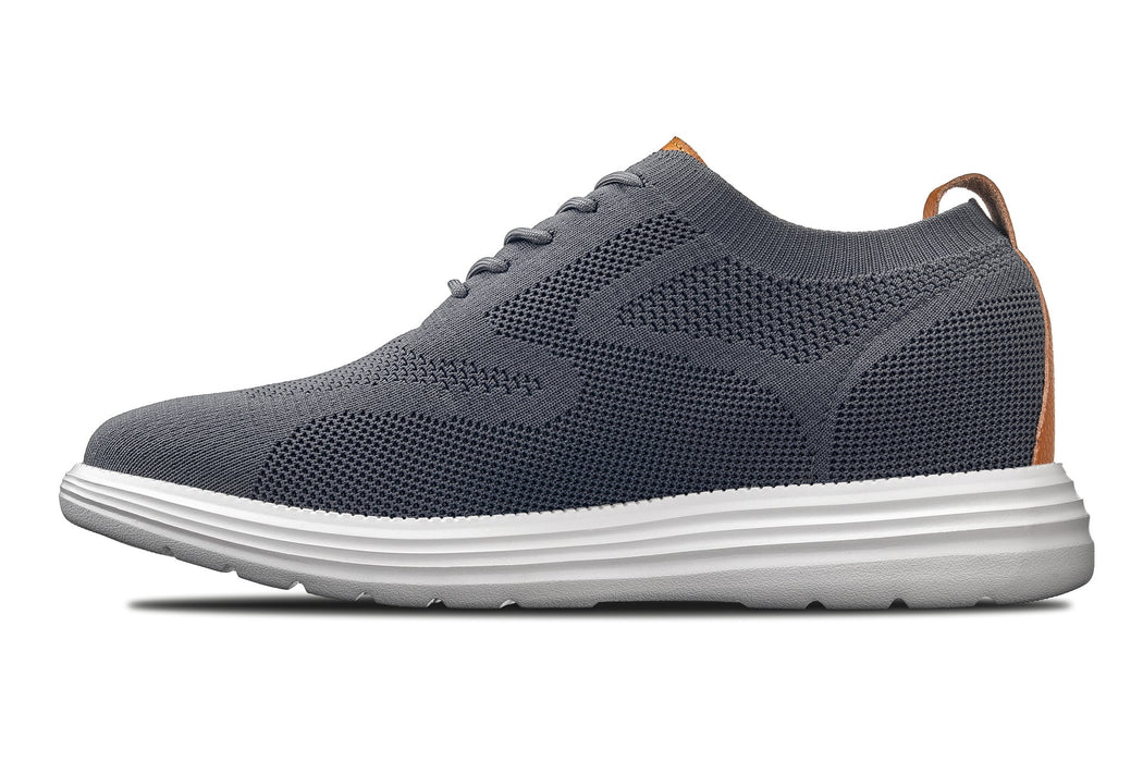CALTO X2636 Lightweight Lace Up Casual Walker 2.8 Inches Taller (Iron Grey/Brown)