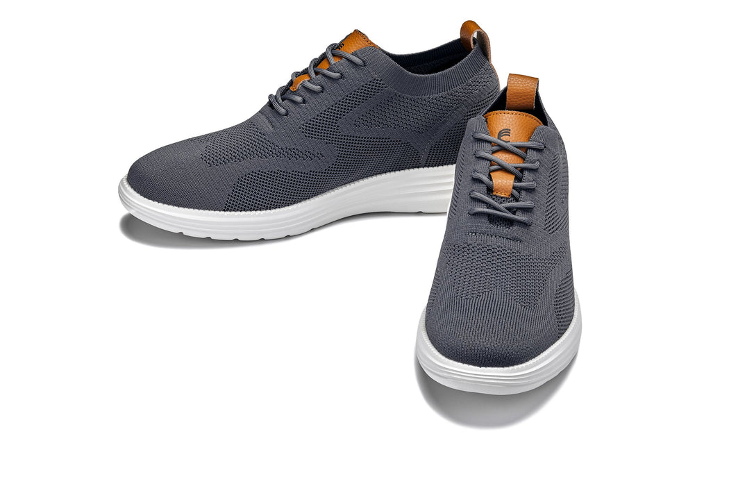 CALTO X2636 Lightweight Lace Up Casual Walker 2.8 Inches Taller (Iron Grey/Brown)