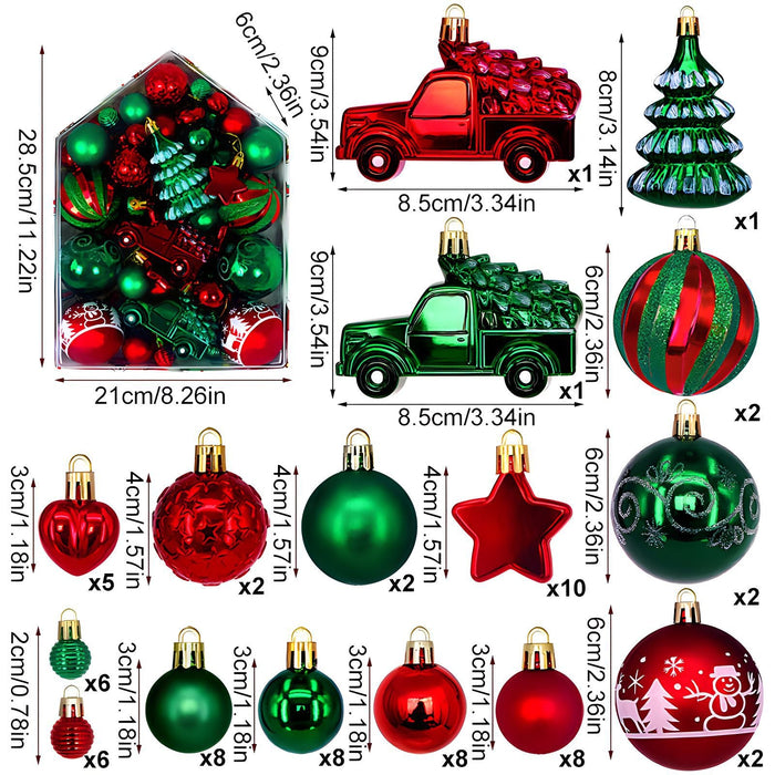 Festive 72-Piece Christmas Tree Ornament & Decoration Set