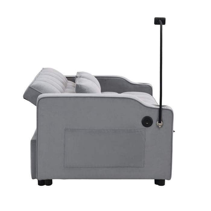 Modern Velvet Loveseat Sofa Couch with Pullout Bed