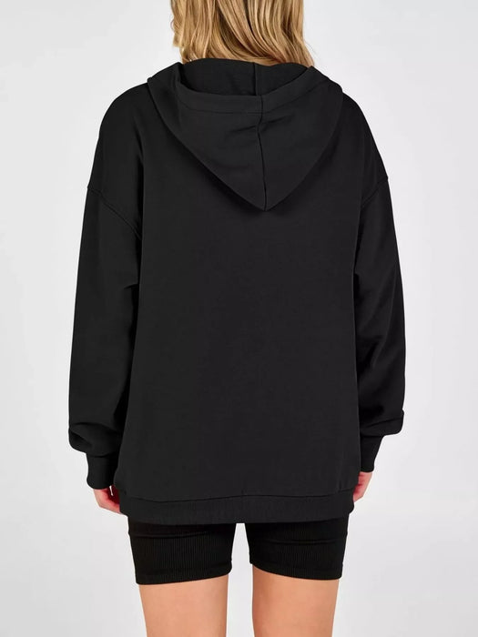 Women's Half Snap Dropped Shoulder Hoodie