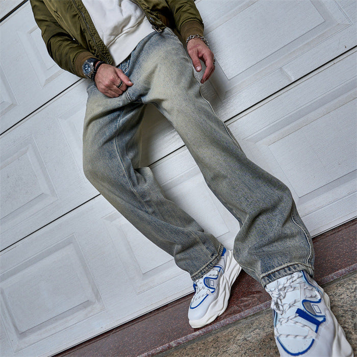 Loose-fitting Casual Blue Straight-leg Jeans