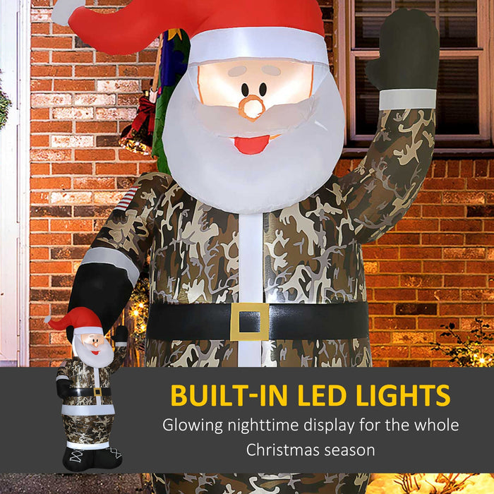 Christmas Inflatables Outdoor Decorations Santa Claus Wearing Camouflage