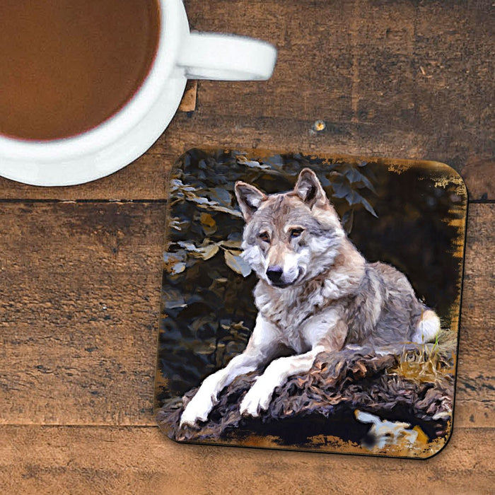 Nature Wonders Wolf Wooden Coaster Set (Handcrafted)