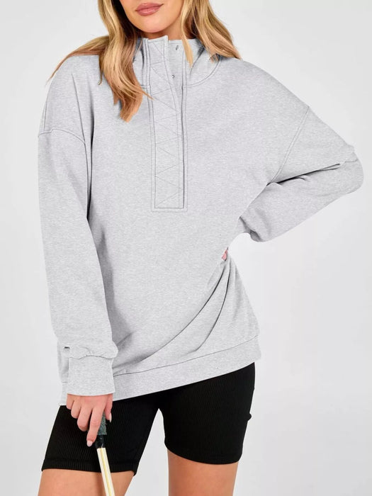Women's Half Snap Dropped Shoulder Hoodie