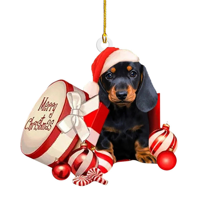 Festive Dachshund Acrylic Christmas Ornaments
