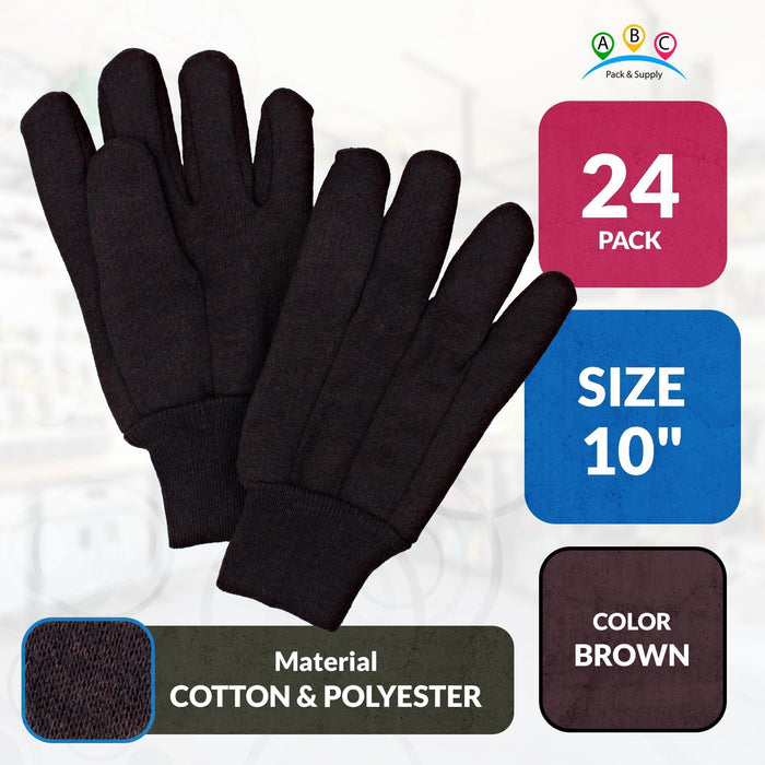 Brown Jersey Gloves for Men and Women. 12 Pair