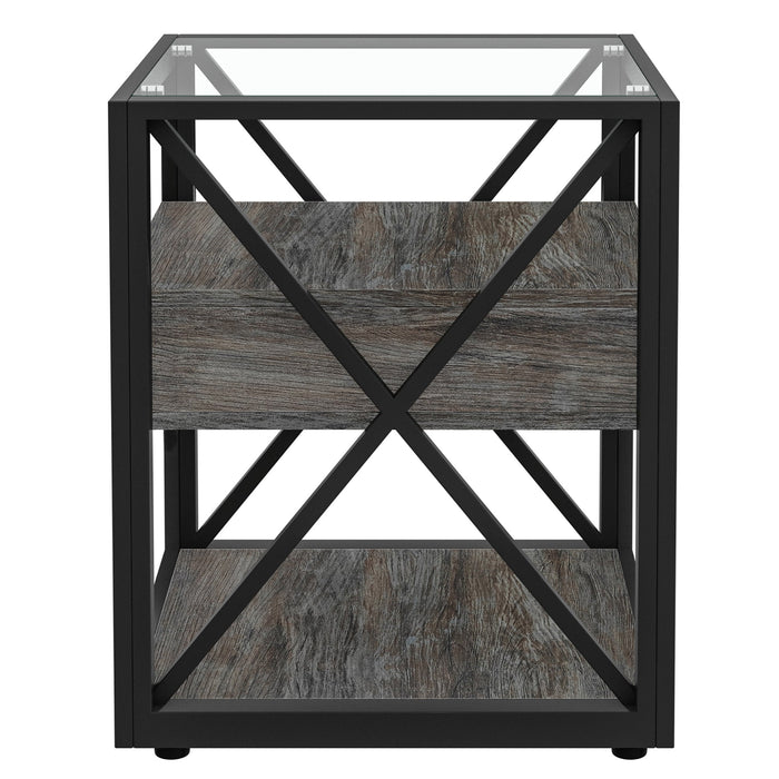 Set of 2 Modern End Tables with Drawer - Nightstands