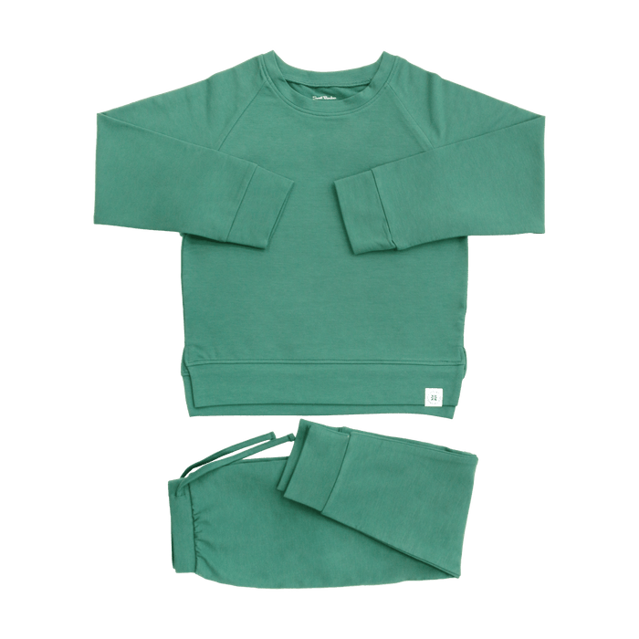 Kids Alpine Green Crew Neck Jogger Set