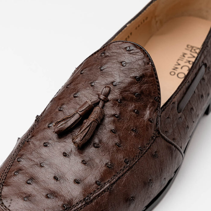 Aubiere Brown Ostrich Tassel Loafers