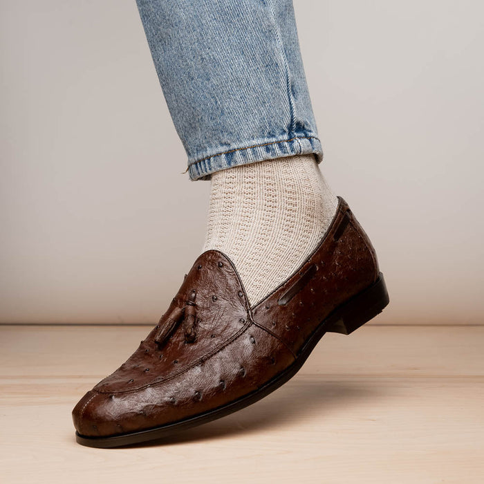 Aubiere Brown Ostrich Tassel Loafers
