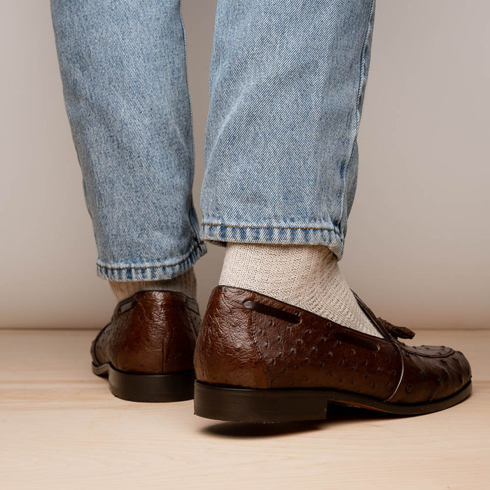 Aubiere Brown Ostrich Tassel Loafers