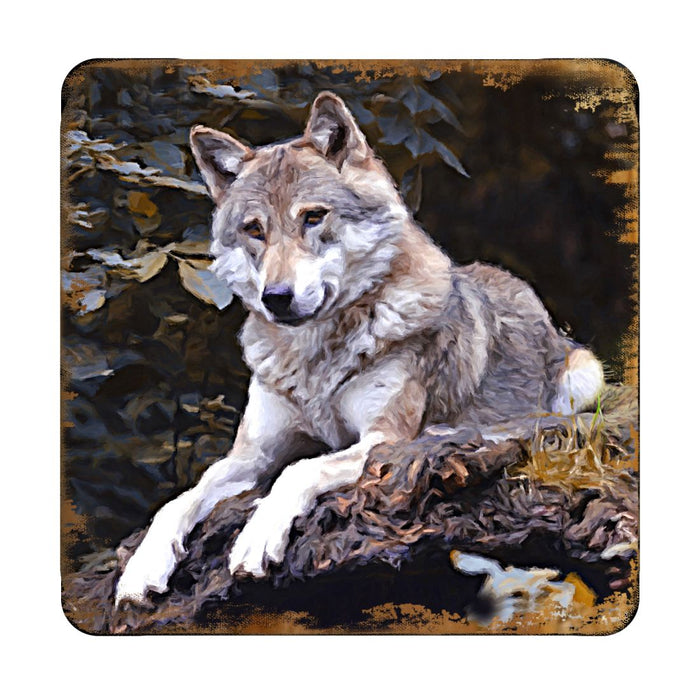 Nature Wonders Wolf Wooden Coaster Set (Handcrafted)