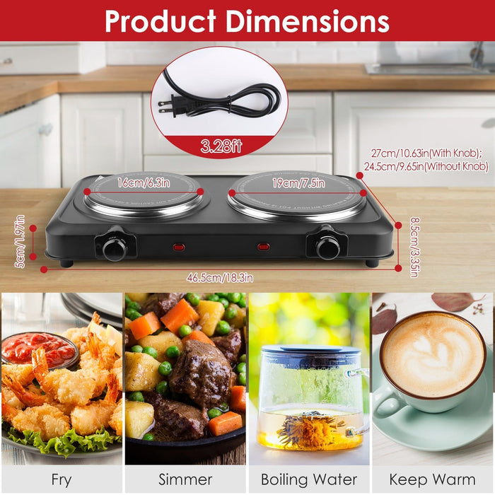 2000W Electric Infrared Dual Burner Portable Heating Hot Plate