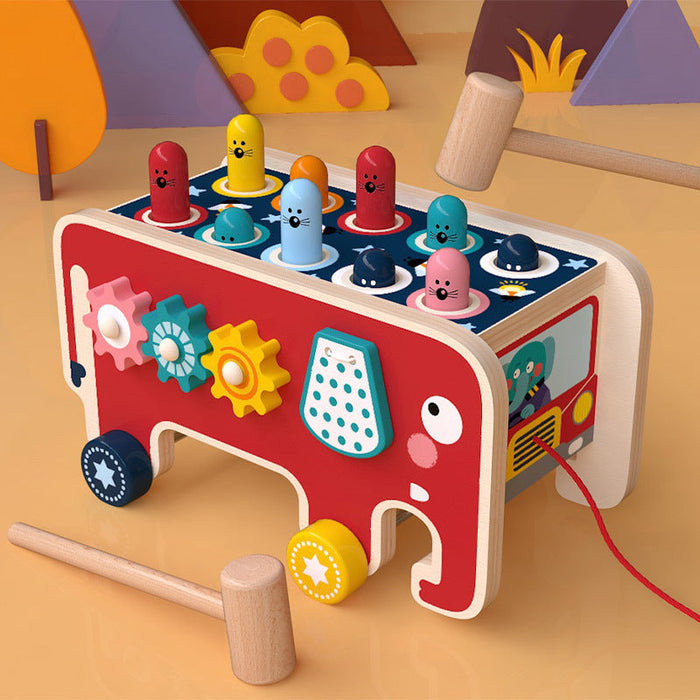 Montessori Kids Wooden Pounding Bench Animal Bus