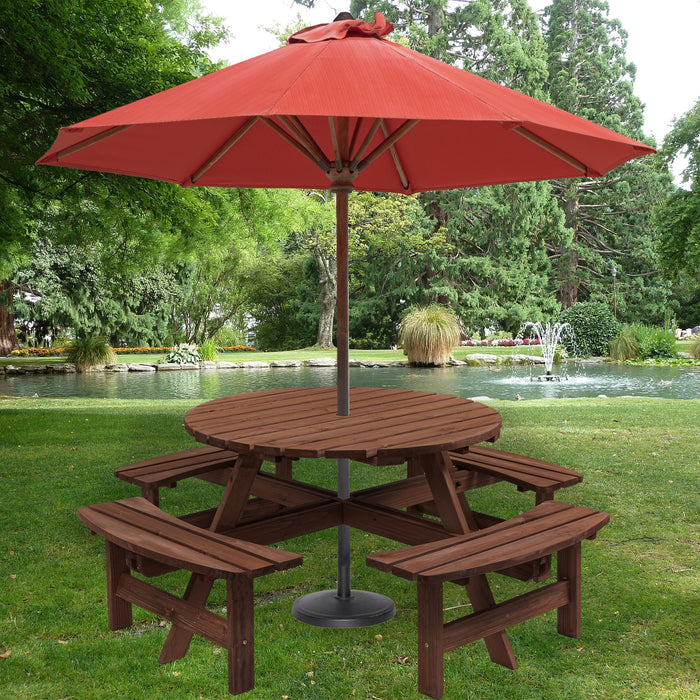 8 Person Wooden Picnic Table with Seats