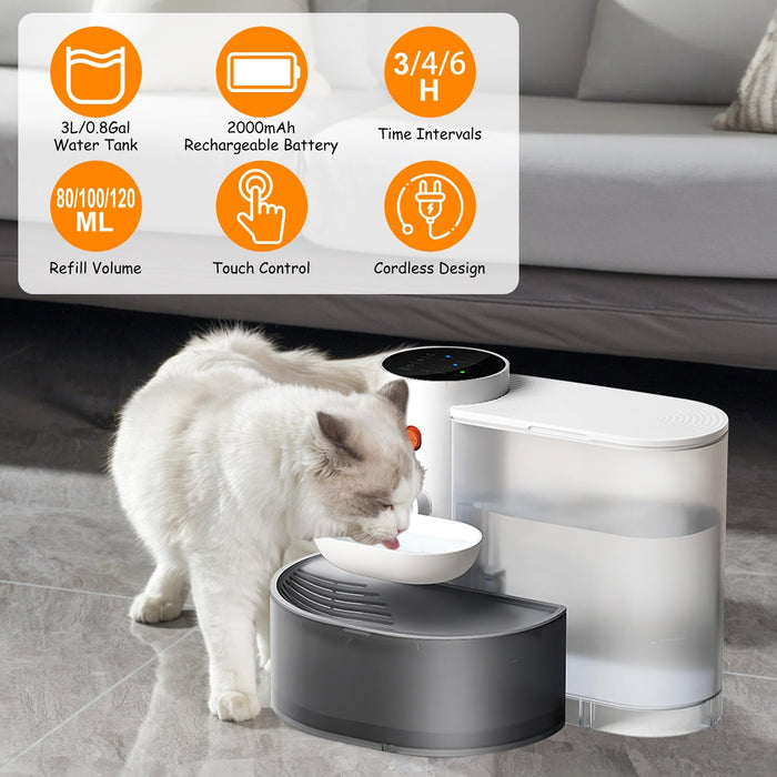 Smart Pet Water Fountain Automatic Cordless Rechargeable Water Dispenser 3L/101OZ