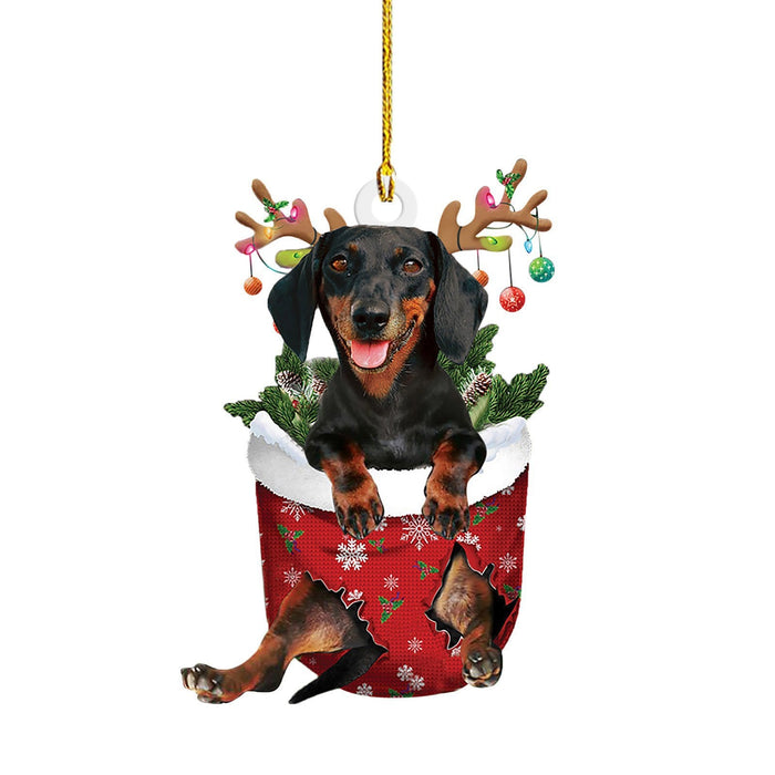 Festive Dachshund Acrylic Christmas Ornaments