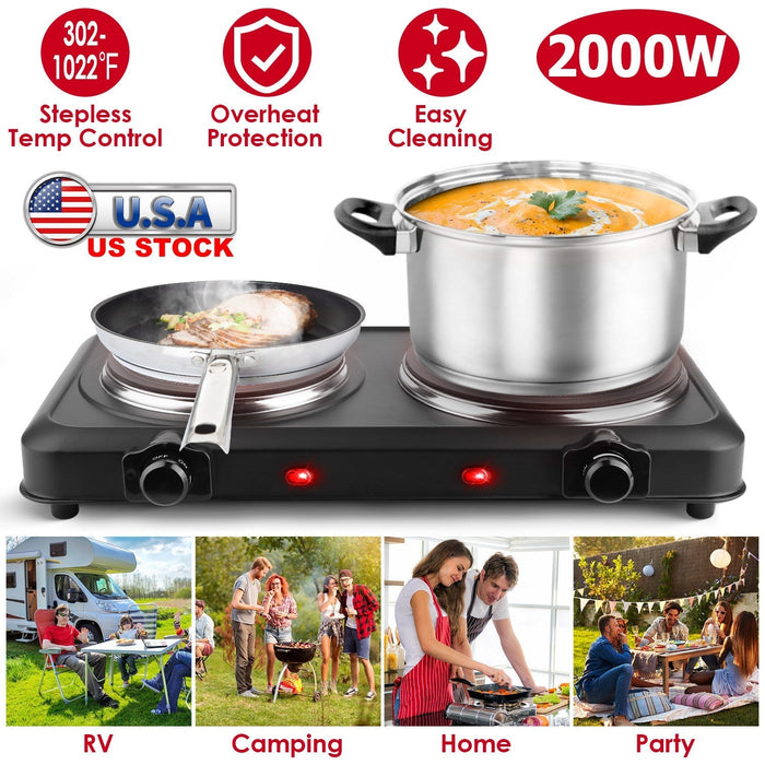 2000W Electric Infrared Dual Burner Portable Heating Hot Plate